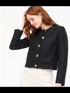 J. Crew Black Tweed Lady Jacket with Gold Buttons. Looks Expensive.